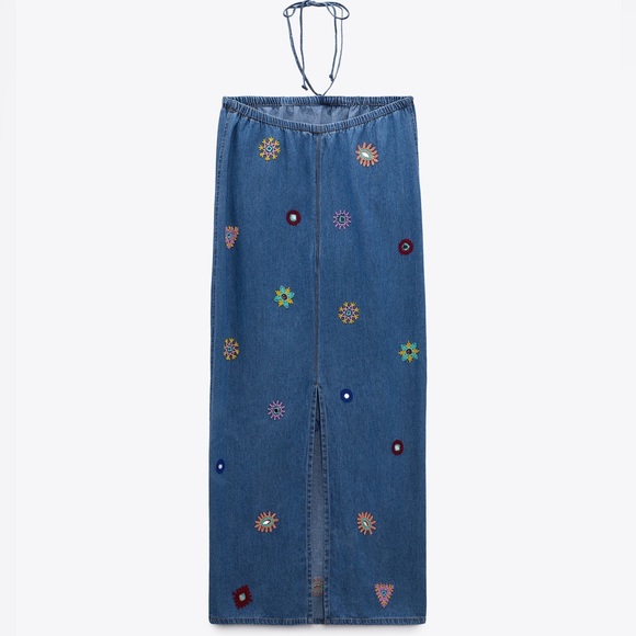 NWT Embroidered MIDI Denim Dress - 3798/002 - Picture 15 of 16
